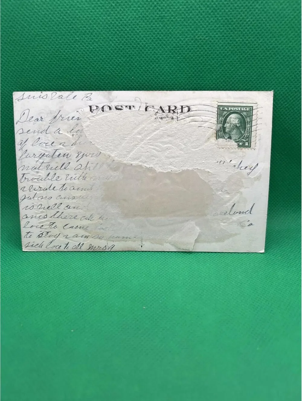 Vintage Merry Christmas Postcard with Horseshoe and Holly Design - Box1